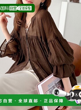 日本直邮Classical Elf 前后2way透明感长袖褶边衬衫 [C04519EW01