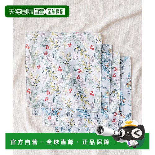 1h可退 日本直邮Tamuro Ayano女士款卡通印花纱布手帕4枚套装 女