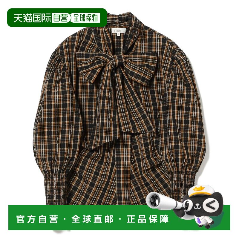 日本直邮GHOSPELL 女装 格纹蝴蝶结衬衫 61111850【付后1h可退】