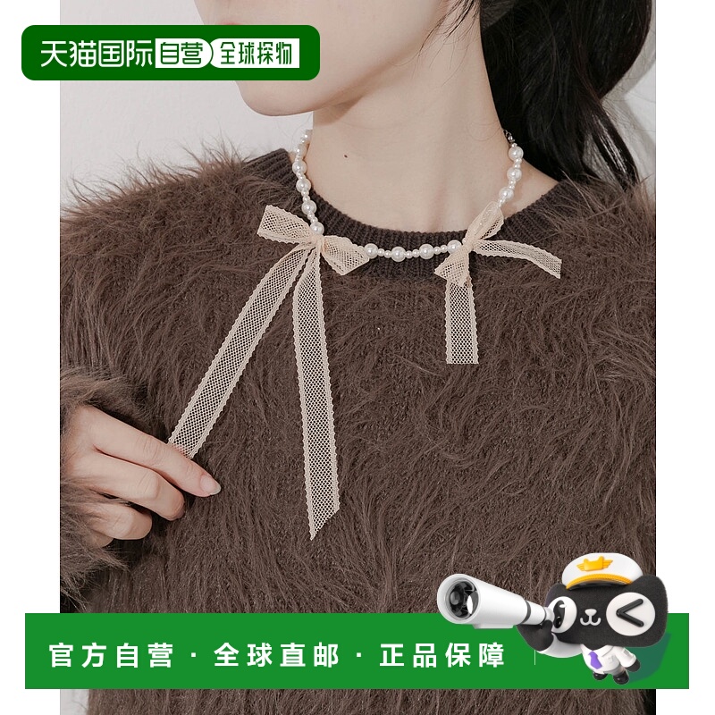 1h可退 日本直邮SMELLY 女装 双层蕾丝蝴蝶结珍珠项链 SMA62PF085