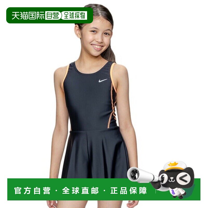 日本直邮NIKE 耐克儿童学校泳装 青少年 女童 游泳裙裤连体衣 黑图片