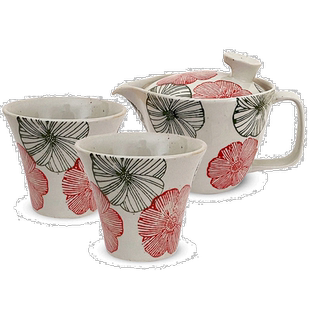 日本直邮波佐见烧手绘陶瓷勳山窑急须壶花茶壶茶杯茶具套装