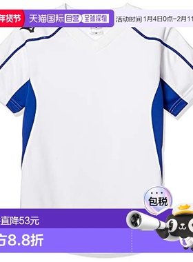 【日本直邮】Mizuno美津浓 足球服短袖衫P2MA8120儿童 白/蓝 130