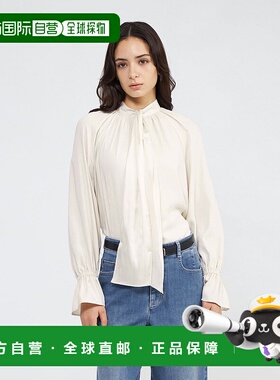 1h可退 日本直邮EPOCA 女装 仿麂皮质感 飘带设计荷叶袖衬衫 M5M3