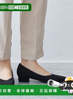 【日本直邮】Menue menue V Cut 方头粗跟高跟鞋（3020 黑色 SD）