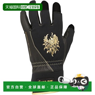 【日本直邮】SUNLINE 专业防风手套 三指剪裁 中号 黑色 x 狮金 S