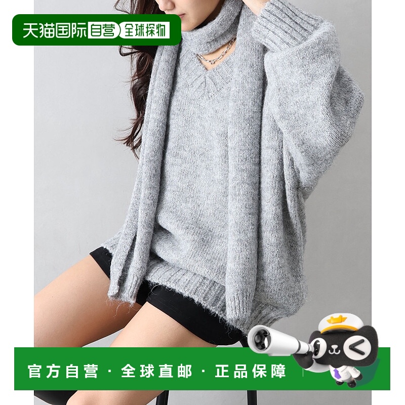 1h可退 日本直邮SpRay 女装 宽松版型针织衫 2WAY可拆卸围巾设计