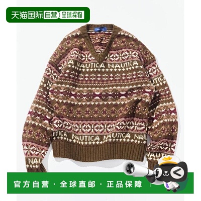 1h可退 日本直邮NAUTICA 男装 宽松复古风费尔岛圆领针织衫 10312