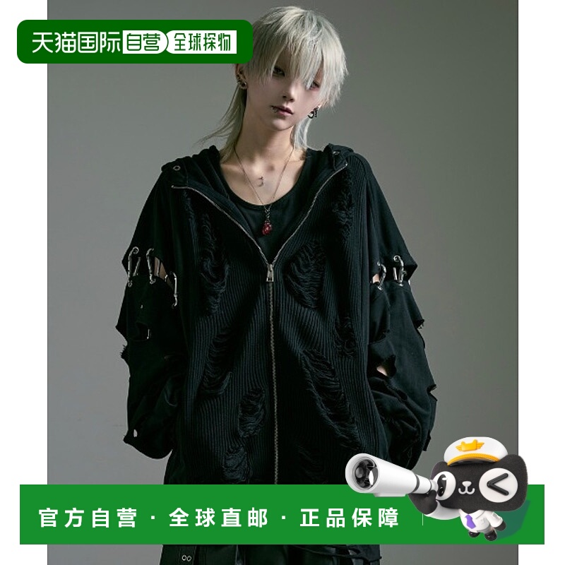 1h可退 日本直邮ililil男女同款宽松破戒拉链连帽衫 半分离袖设计