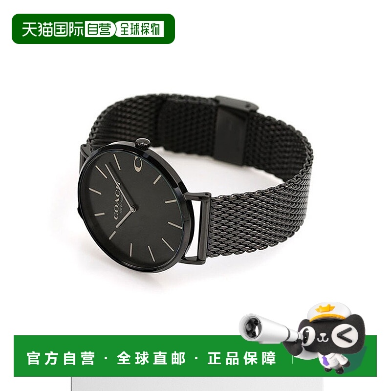 日本直邮Coach石英机芯腕表不锈钢黑色中性时尚男士手表 14602148