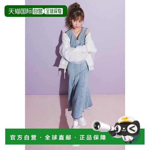 日本直邮Rienda 美人鱼丹宁连衣裙 L/BLU1 [RI3465EW24686] 蓝色