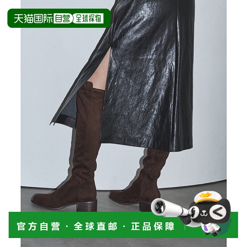 1h可退 日本直邮GRISE 女士 4.5cm圆头弹力仿麂皮过膝长靴 软贴合