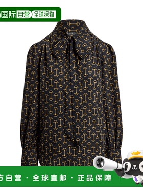 日本直邮Ralph Lauren Lauren 地球印花绉纱圆领女式衬衫 1000840