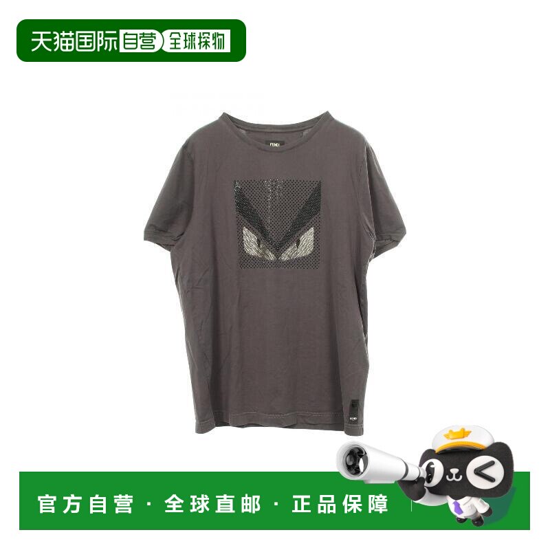 日本直邮中古vintage二奢Fendi芬迪男B级9新T-shirtT恤棉上衣灰色图片