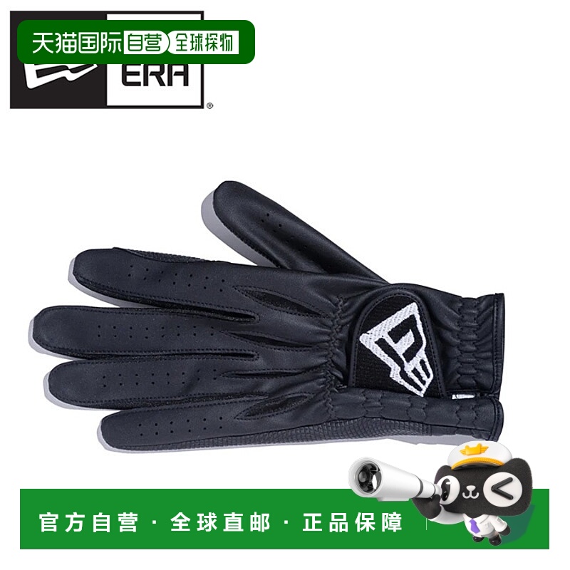 日本直邮New Era 高尔夫男女合成皮革手套国旗标志单手黑色 14135