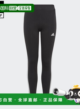 日本直邮 adidas 儿童棉制三叶草条纹运动紧身裤 IC3623 黑色
