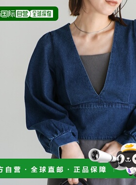 1h可退 日本直邮select MOCA 女士深V领蕾丝绑带牛仔短款上衣 300