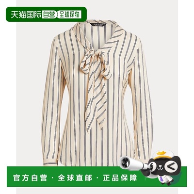 1h可退 日本直邮LAUREN RALPH LAUREN 女士 直筒腰长V领长袖条纹
