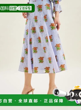 1h可退 日本直邮GRACE CONTINENTAL 女士春季蓝色瓷砖图案提花喇