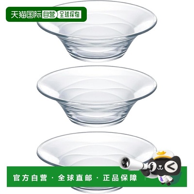 【日本直邮】东洋佐佐木玻璃 玻璃盘 粗加工碗 3件套 日本制造 P-