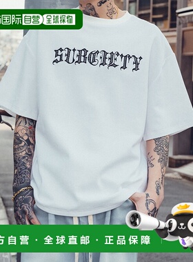 1h可退 日本直邮Subciety 男女同款光泽感网眼刺绣短袖T恤 105408