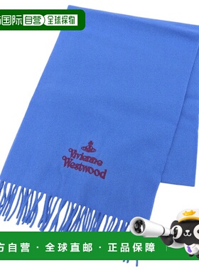 日本直邮Vivienne Westwood 女士羊毛围巾蓝色刺绣LOGO81030007W0