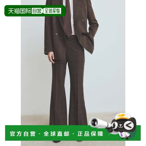 日本直邮MANGO 长裤 克里姆特系列 女装休闲裤喇叭裤西装裤棕色