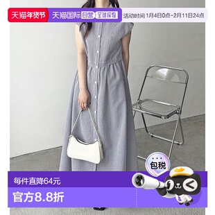 日本直邮GeeRA 牧师配色腰部褶皱衬衫连衣裙 [R04609EW14258]