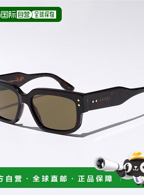 日本直邮GUCCI 男士方形框架太阳镜 GG1218S 带全框标志002/HAVAN