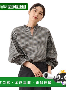 1h可退 日本直邮LOGEMENT DE CLAIRE 女士 格纹荷叶边衬衫 A0749F
