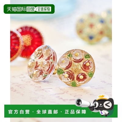 1h可退 日本直邮欧州航路 捷克玻璃纽扣女士耳环 LSJZ4203