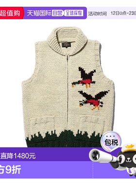 1h可退 日本直邮BEAMS PLUS 男装 手编全毛卡其纳背心 鸭子图案半