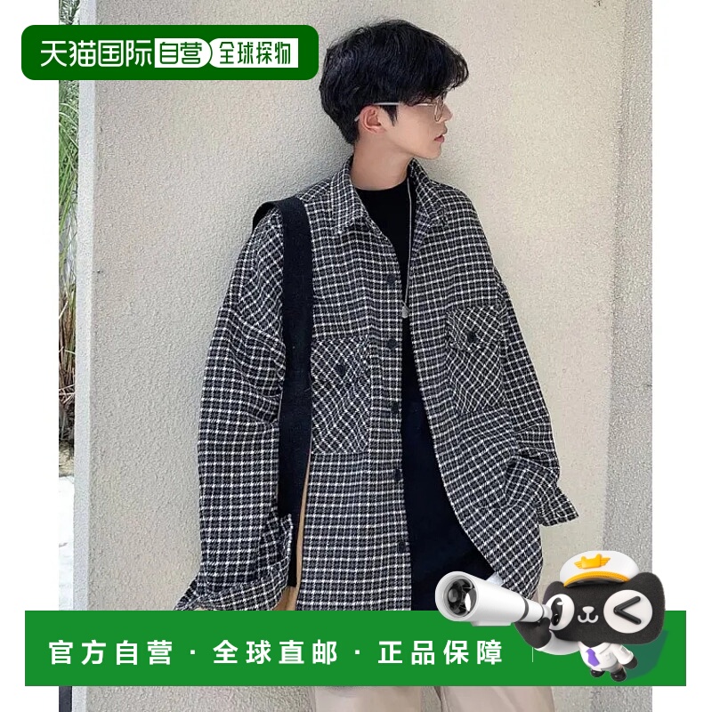 1h可退 日本直邮neos男女同款格纹大号剪影衬衫夹克 时尚韩风街头