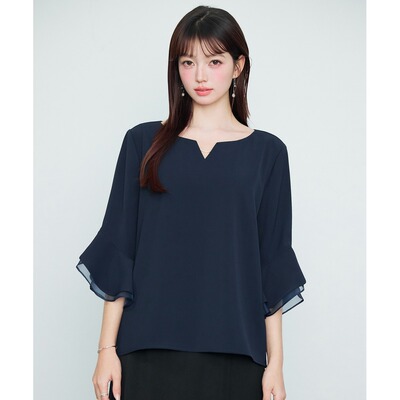 日本直邮SAISON DE PAPILLON 女装 七分袖喇叭袖V领衬衫 sdp0385