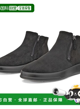 日本直邮ecco爱步 Move 皮革 拉链复古 短靴 女款 黑色