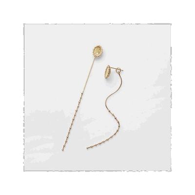 日本直邮日潮 agete 阿卡朵K10耳钉吊坠黄色 均码耳环饰品