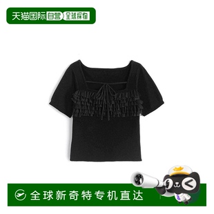 日本直邮日潮 lt95 GRL 前系蝴蝶结薄纱荷叶边针织上衣