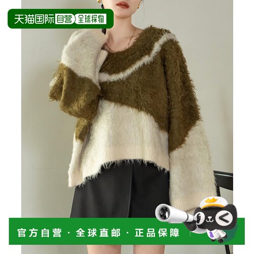 1h可退 日本直邮hinari 女装 短款宽松 扁平毛感 针织开衫 上衣 H