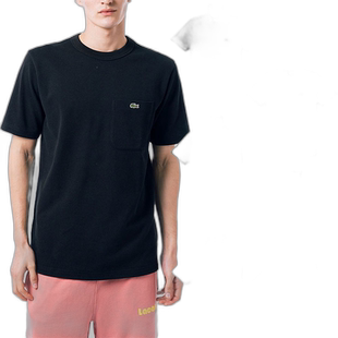 日本直邮Lacoste 男士口袋T恤短袖T恤上衣休闲装白色白色黑色灰色