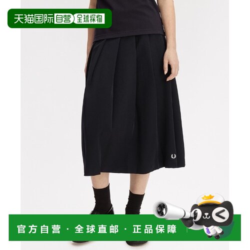 日本直邮FRED PERRY 女士 褶皱中长裙 再生聚酯纤【付后1h可退】