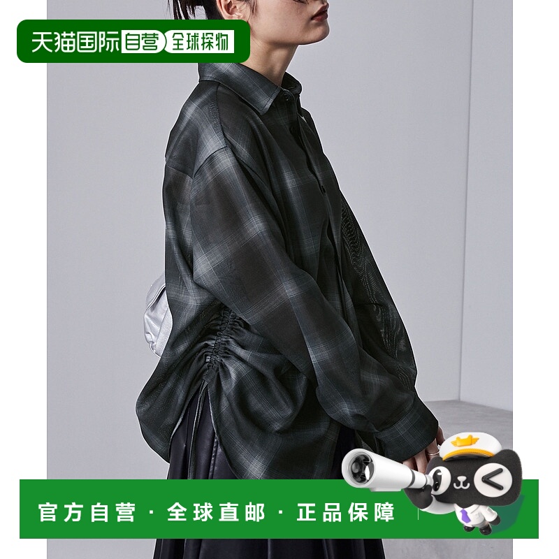 1h可退 日本直邮nui nullu 女士透视格纹拉绳衬衫 NUIsh1431