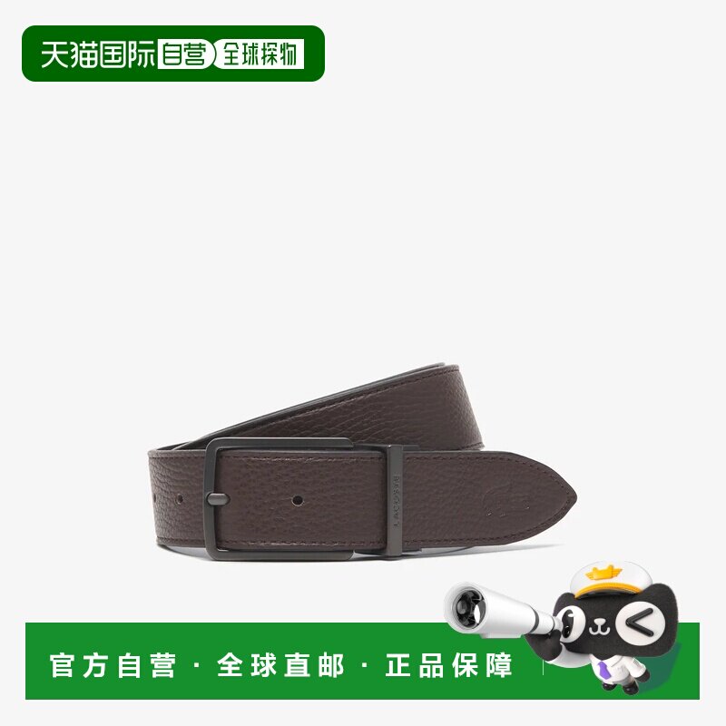 日本直邮LACOSTE 双面金属搭扣皮革腰带皮带 深棕色