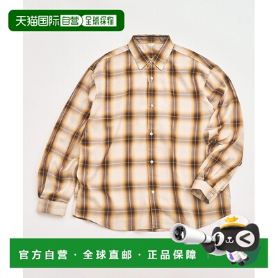 1h可退 日本直邮417 EDIFICE 男装 宽松版型 雾染格纹衬衫 柔滑垂