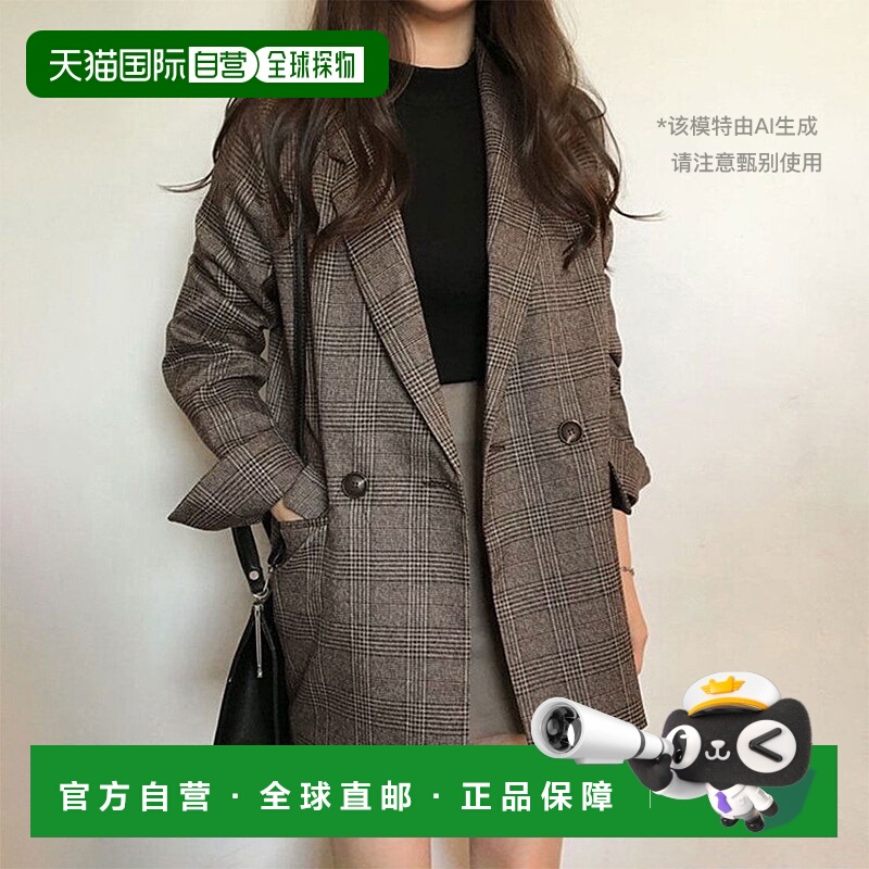 【日本直邮】 Privatebeach女士外套棕色条纹宽松简约休闲时尚修