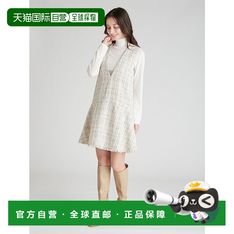 1h可退 日本直邮CELFORD女士深V领拼接毛呢背心裙+针织两穿打底套