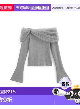 日本直邮日潮 GRL 纱网露肩针织衫上衣 gf87 韩系早秋穿搭
