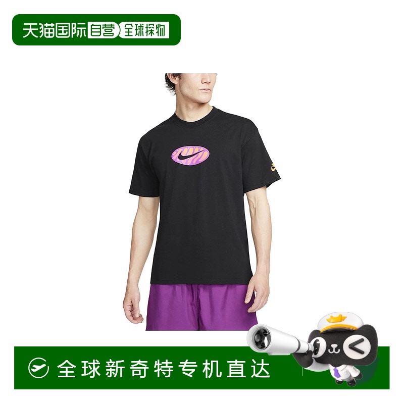 日本直邮Nike  logo图案圆领套头短袖 落肩袖T恤 男款 黑色
