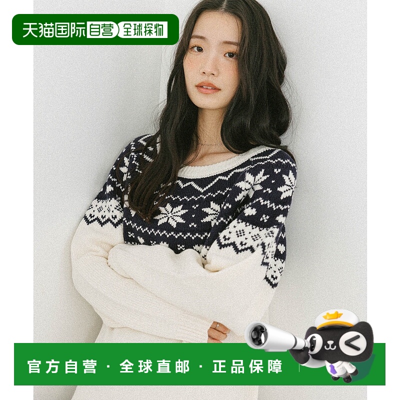 1h可退 日本直邮Heather 女装 北欧风针绣花针织长袖 宽松显瘦 60