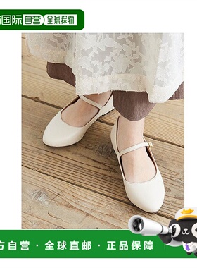 【日本直邮】Menuemenue3材质表带低跟高跟鞋（乳白色/光滑）高帮