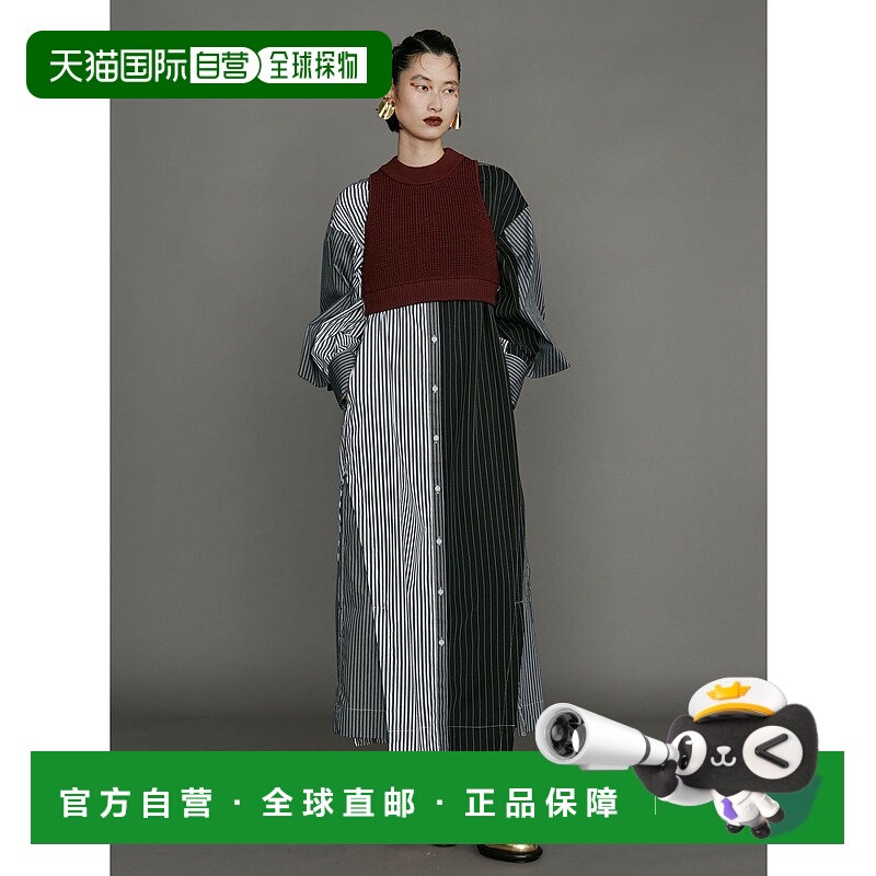 1h可退 日本直邮UN3D. 女士双三角褶皱无领衬衫连衣裙 5224503004